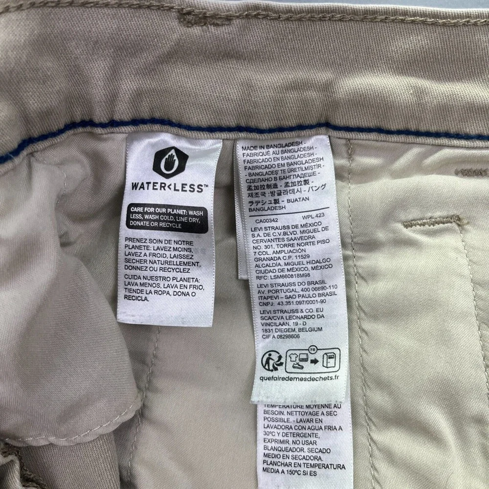 Levi's XX Chino Standard Taper Leg Pants Mens Beige Stretch Twill Sz 36 Fits 36